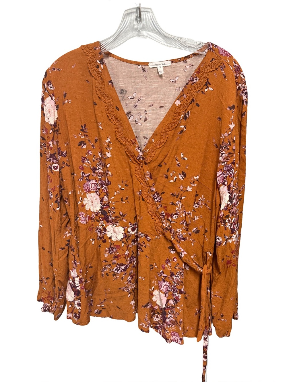 Maurices Women's XL Rust Orange Floral Boho blouse